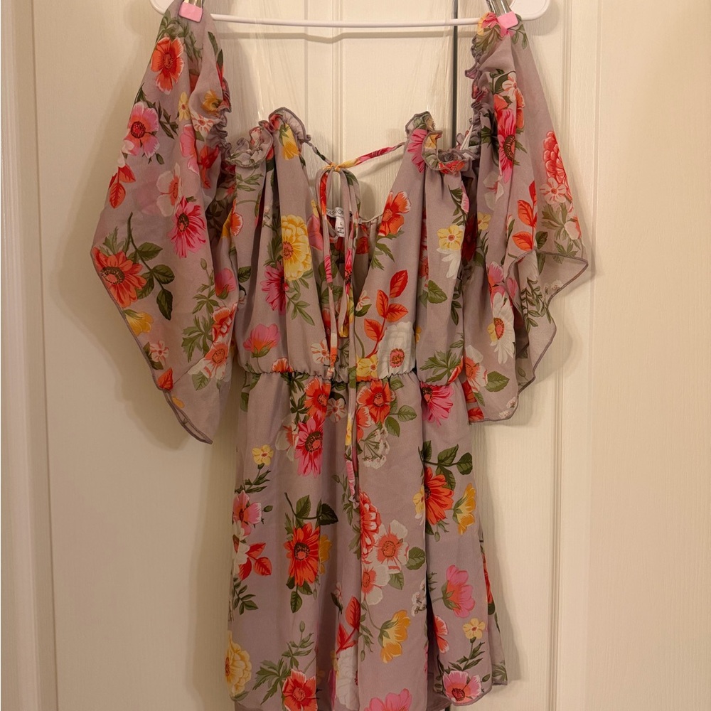 Fashion Nova Floral Off-Shoulder Romper - Multicolor